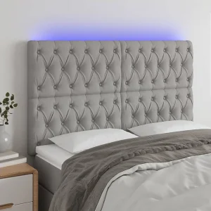 Hoofdbord | Hoofdeinde LED 144x7x118/128 cm stof lichtgrijs
