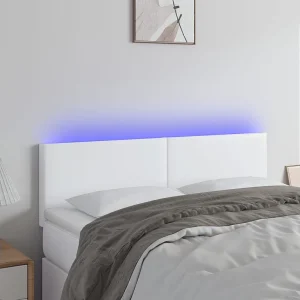Hoofdbord | Hoofdeinde LED 144x5x78/88 cm kunstleer wit