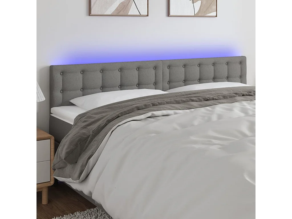 Hoofdbord | Hoofdeinde LED 200x5x78/88 cm stof donkergrijs