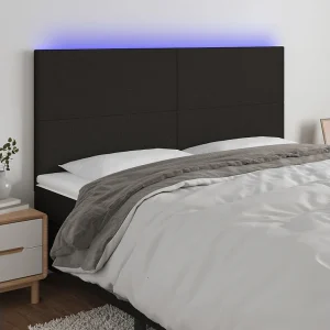 Hoofdbord | Hoofdeinde LED 200x5x118/128 cm stof zwart