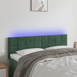 Hoofdbord | Hoofdeinde LED 144x5x78/88 cm fluweel donkergroen Hoofdbord | Hoofdeinde LED 144x5x78/88 cm fluweel donkergroen