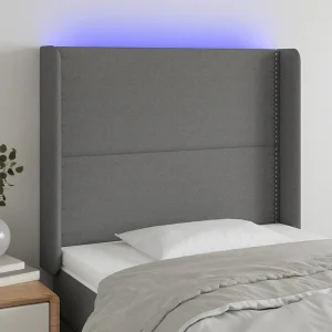 Hoofdbord | Hoofdeinde LED 93x16x118/128 cm stof donkergrijs Hoofdbord | Hoofdeinde LED 93x16x118/128 cm stof donkergrijs