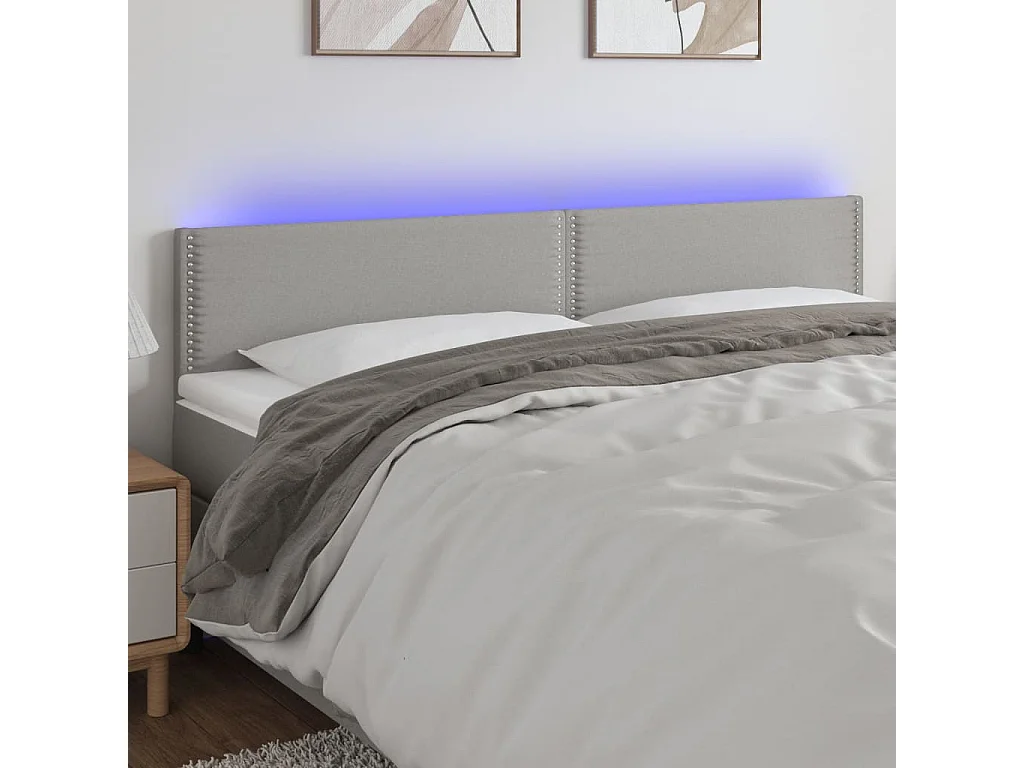 Hoofdbord | Hoofdeinde LED 200x5x78/88 cm stof lichtgrijs