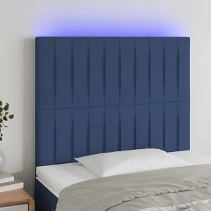 Hoofdbord | Hoofdeinde LED 100x5x118/128 cm stof blauw Hoofdbord | Hoofdeinde LED 100x5x118/128 cm stof blauw