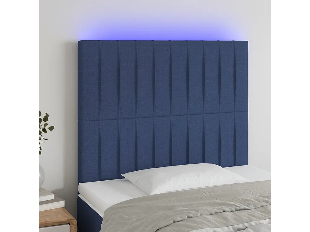 Hoofdbord | Hoofdeinde LED 100x5x118/128 cm stof blauw