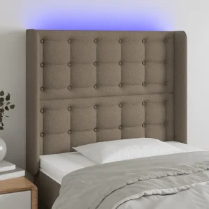 Hoofdbord | Hoofdeinde LED 103x16x118/128 cm stof taupe Hoofdbord | Hoofdeinde LED 103x16x118/128 cm stof taupe