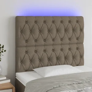 Hoofdbord | Hoofdeinde LED 90x7x118/128 cm stof taupe Hoofdbord | Hoofdeinde LED 90x7x118/128 cm stof taupe