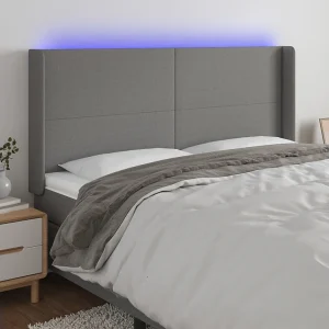 Hoofdbord | Hoofdeinde LED 183x16x118/128 cm stof donkergrijs Hoofdbord | Hoofdeinde LED 183x16x118/128 cm stof donkergrijs