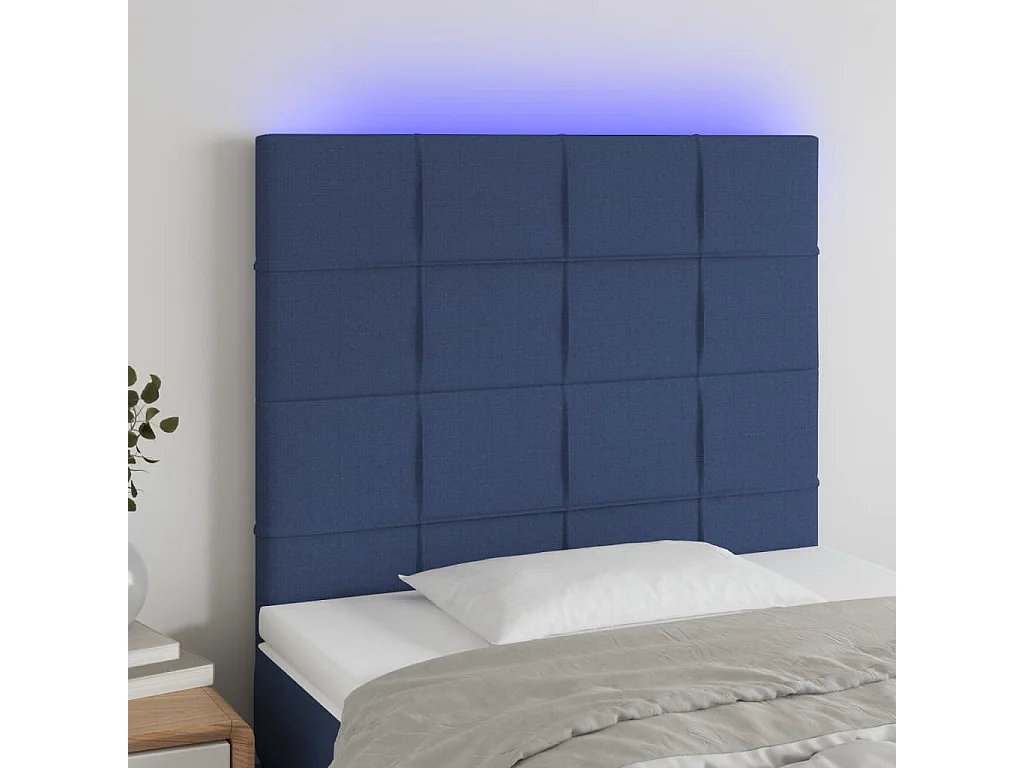 Hoofdbord | Hoofdeinde LED 100x5x118/128 cm stof blauw