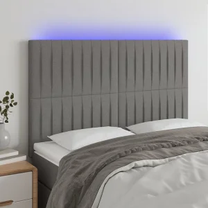 Hoofdbord | Hoofdeinde LED 144x5x118/128 cm stof donkergrijs Hoofdbord | Hoofdeinde LED 144x5x118/128 cm stof donkergrijs