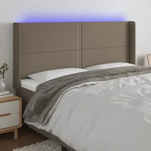 Hoofdbord | Hoofdeinde LED 183x16x118/128 cm stof taupe Hoofdbord | Hoofdeinde LED 183x16x118/128 cm stof taupe