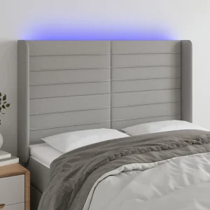 Hoofdbord | Hoofdeinde LED 147x16x118/128 cm stof lichtgrijs