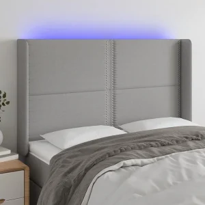 Hoofdbord | Hoofdeinde LED 147x16x118/128 cm stof lichtgrijs