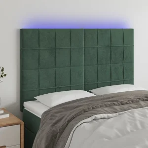 Hoofdbord | Hoofdeinde LED 144x5x118/128 cm fluweel donkergroen Hoofdbord | Hoofdeinde LED 144x5x118/128 cm fluweel donkergroen
