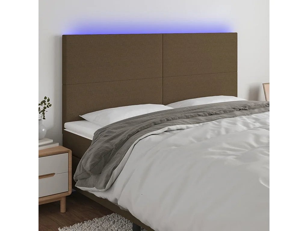 Hoofdbord | Hoofdeinde LED 160x5x118/128 cm stof donkerbruin