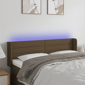 Hoofdbord | Hoofdeinde LED 147x16x78/88 cm stof donkerbruin Hoofdbord | Hoofdeinde LED 147x16x78/88 cm stof donkerbruin