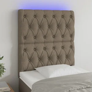 Hoofdbord | Hoofdeinde LED 80x7x118/128 cm stof taupe Hoofdbord | Hoofdeinde LED 80x7x118/128 cm stof taupe