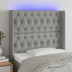 Hoofdbord | Hoofdeinde LED 93x16x118/128 cm stof lichtgrijs Hoofdbord | Hoofdeinde LED 93x16x118/128 cm stof lichtgrijs