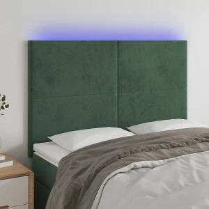 Hoofdbord | Hoofdeinde LED 144x5x118/128 cm fluweel donkergroen Hoofdbord | Hoofdeinde LED 144x5x118/128 cm fluweel donkergroen