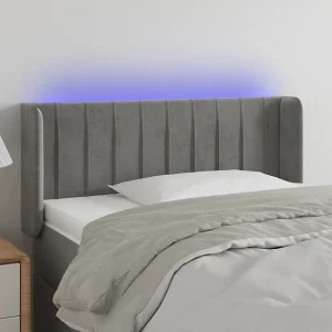 Hoofdbord | Hoofdeinde LED 103x16x78/88 cm fluweel lichtgrijs Hoofdbord | Hoofdeinde LED 103x16x78/88 cm fluweel lichtgrijs