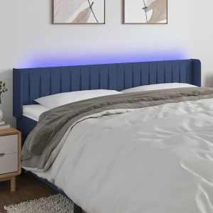 Hoofdbord | Hoofdeinde LED 163x16x78/88 cm stof blauw Hoofdbord | Hoofdeinde LED 163x16x78/88 cm stof blauw