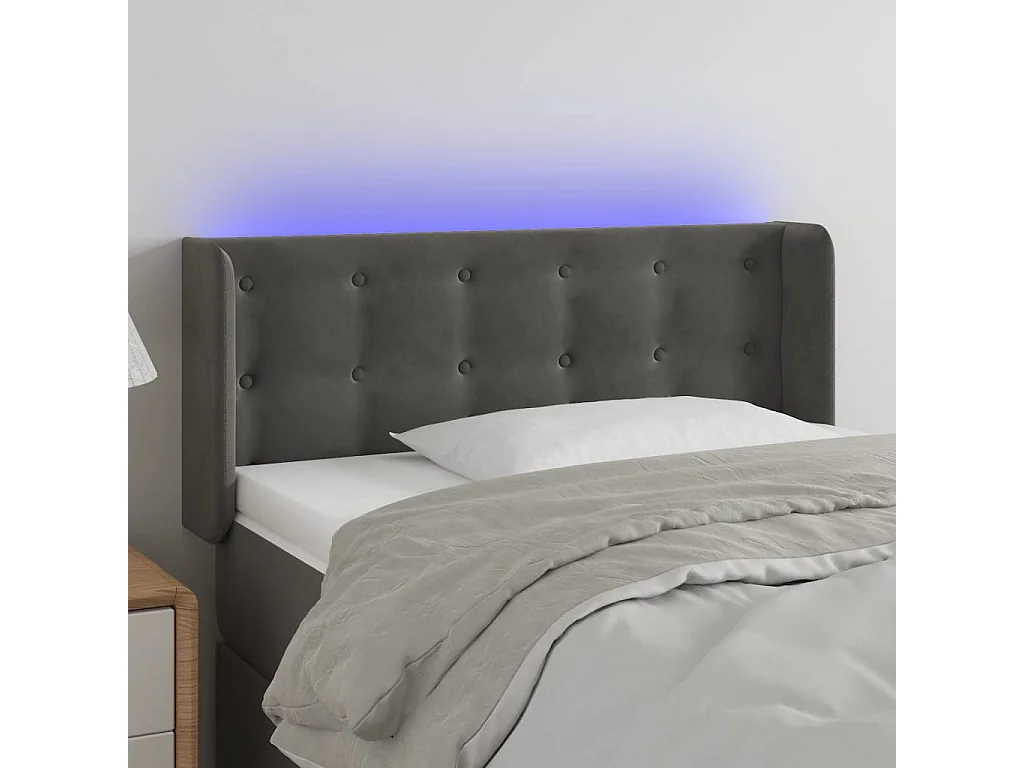 Hoofdbord | Hoofdeinde LED 83x16x78/88 cm fluweel donkergrijs
