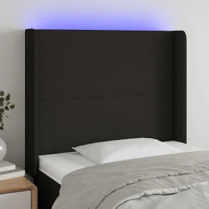 Hoofdbord | Hoofdeinde LED 83x16x118/128 cm stof zwart