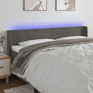 Hoofdbord | Hoofdeinde LED 203x16x78/88 cm fluweel donkergrijs Hoofdbord | Hoofdeinde LED 203x16x78/88 cm fluweel donkergrijs