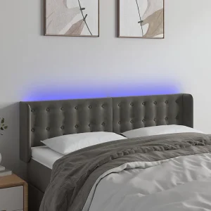 Hoofdbord | Hoofdeinde LED 147x16x78/88 cm fluweel donkergrijs