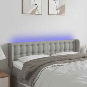 Hoofdbord | Hoofdeinde LED 147x16x78/88 cm stof lichtgrijs Hoofdbord | Hoofdeinde LED 147x16x78/88 cm stof lichtgrijs
