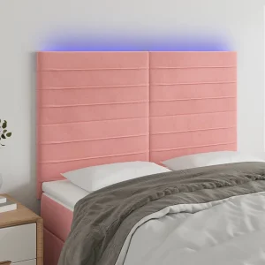Hoofdbord | Hoofdeinde LED 144x5x118/128 cm fluweel zwart Hoofdbord | Hoofdeinde LED 144x5x118/128 cm fluweel zwart