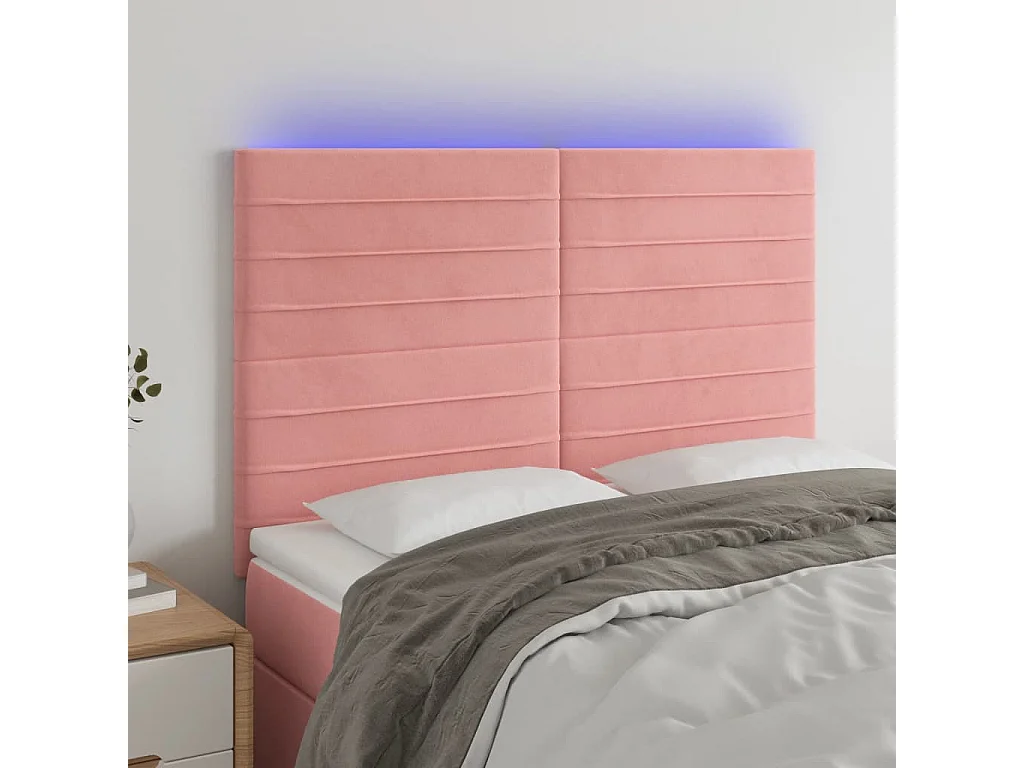 Hoofdbord | Hoofdeinde LED 144x5x118/128 cm fluweel zwart