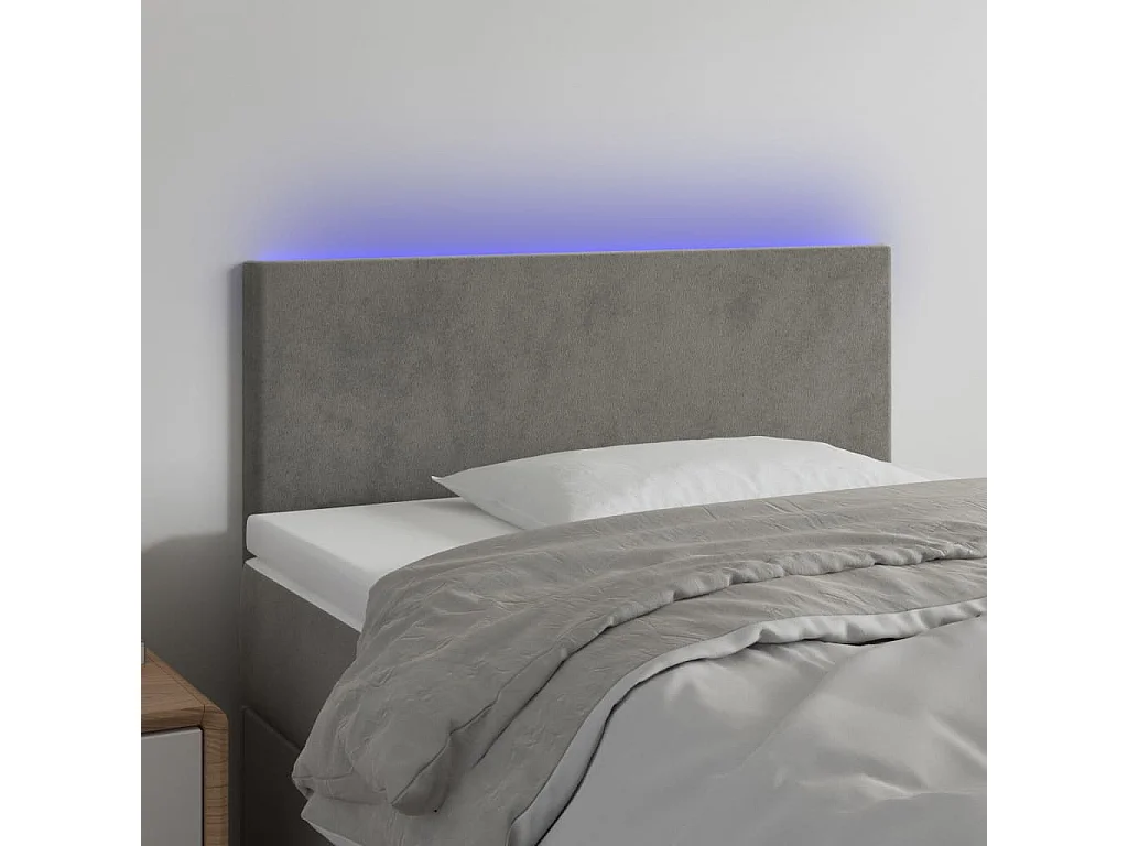 Hoofdbord | Hoofdeinde LED 80x5x78/88 cm fluweel lichtgrijs