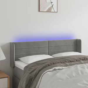 Hoofdbord | Hoofdeinde LED 147x16x78/88 cm fluweel lichtgrijs