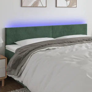 Hoofdbord | Hoofdeinde LED 200x5x78/88 cm fluweel donkergroen Hoofdbord | Hoofdeinde LED 200x5x78/88 cm fluweel donkergroen