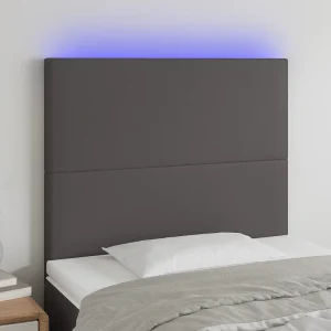 Hoofdbord | Hoofdeinde LED 100x5x118/128 cm kunstleer grijs Hoofdbord | Hoofdeinde LED 100x5x118/128 cm kunstleer grijs