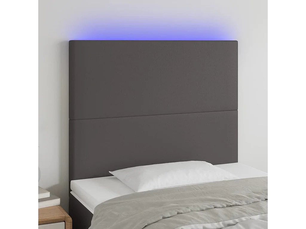 Hoofdbord | Hoofdeinde LED 100x5x118/128 cm kunstleer grijs