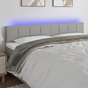 Hoofdbord | Hoofdeinde LED 160x5x78/88 cm stof lichtgrijs Hoofdbord | Hoofdeinde LED 160x5x78/88 cm stof lichtgrijs