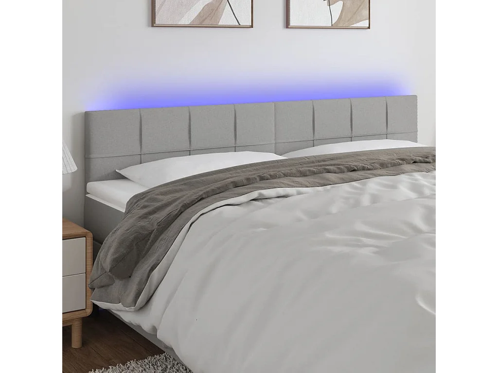 Hoofdbord | Hoofdeinde LED 160x5x78/88 cm stof lichtgrijs