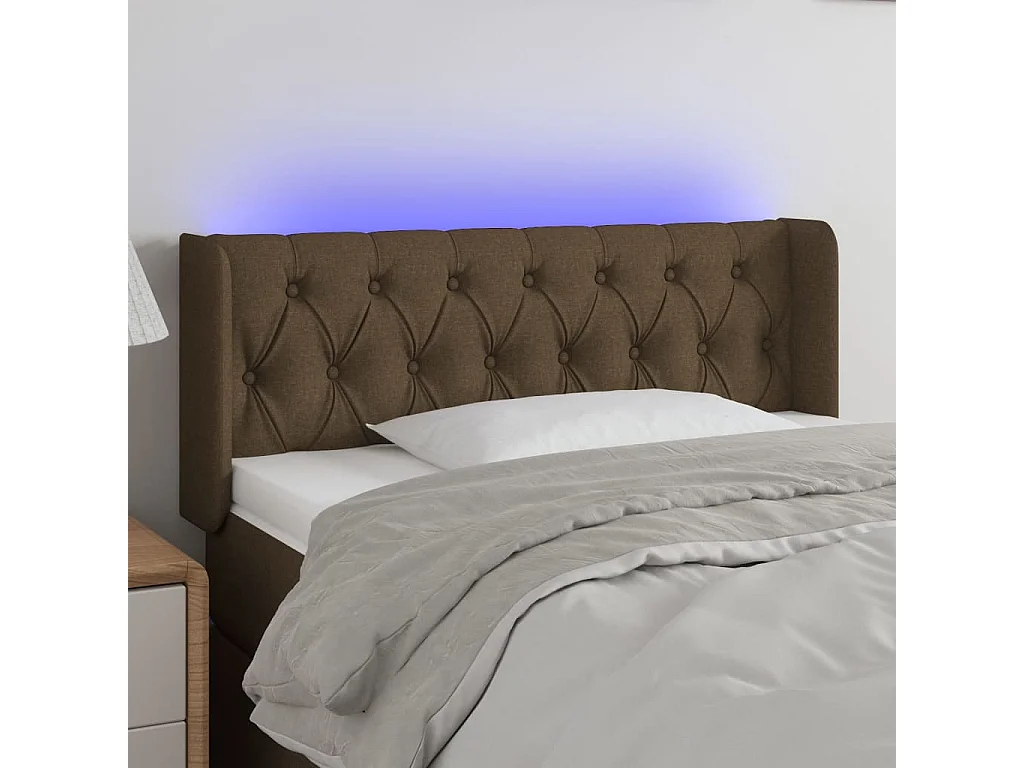Hoofdbord | Hoofdeinde LED 93x16x78/88 cm stof donkerbruin