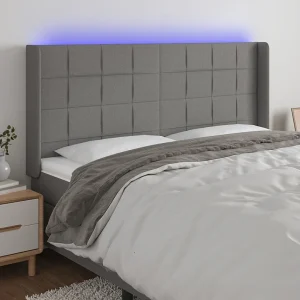 Hoofdbord | Hoofdeinde LED 183x16x118/128 cm stof donkergrijs Hoofdbord | Hoofdeinde LED 183x16x118/128 cm stof donkergrijs