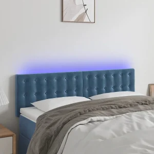 Hoofdbord | Hoofdeinde LED 144x5x78/88 cm fluweel donkerblauw Hoofdbord | Hoofdeinde LED 144x5x78/88 cm fluweel donkerblauw