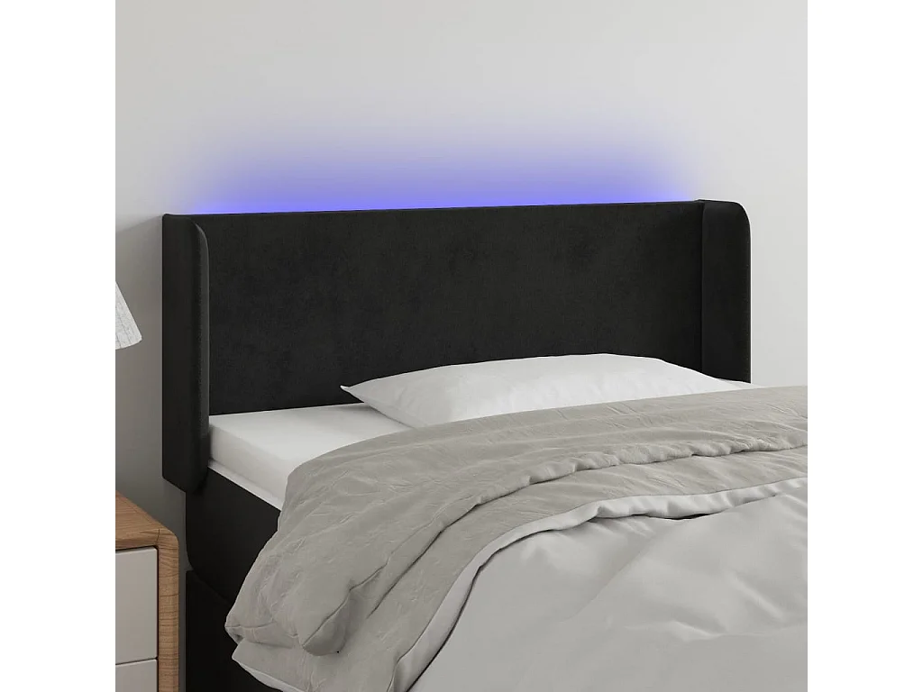 Hoofdbord | Hoofdeinde LED 103x16x78/88 cm fluweel zwart