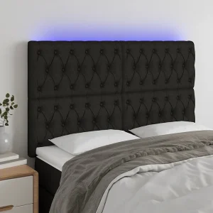 Hoofdbord | Hoofdeinde LED 144x7x118/128 cm stof zwart