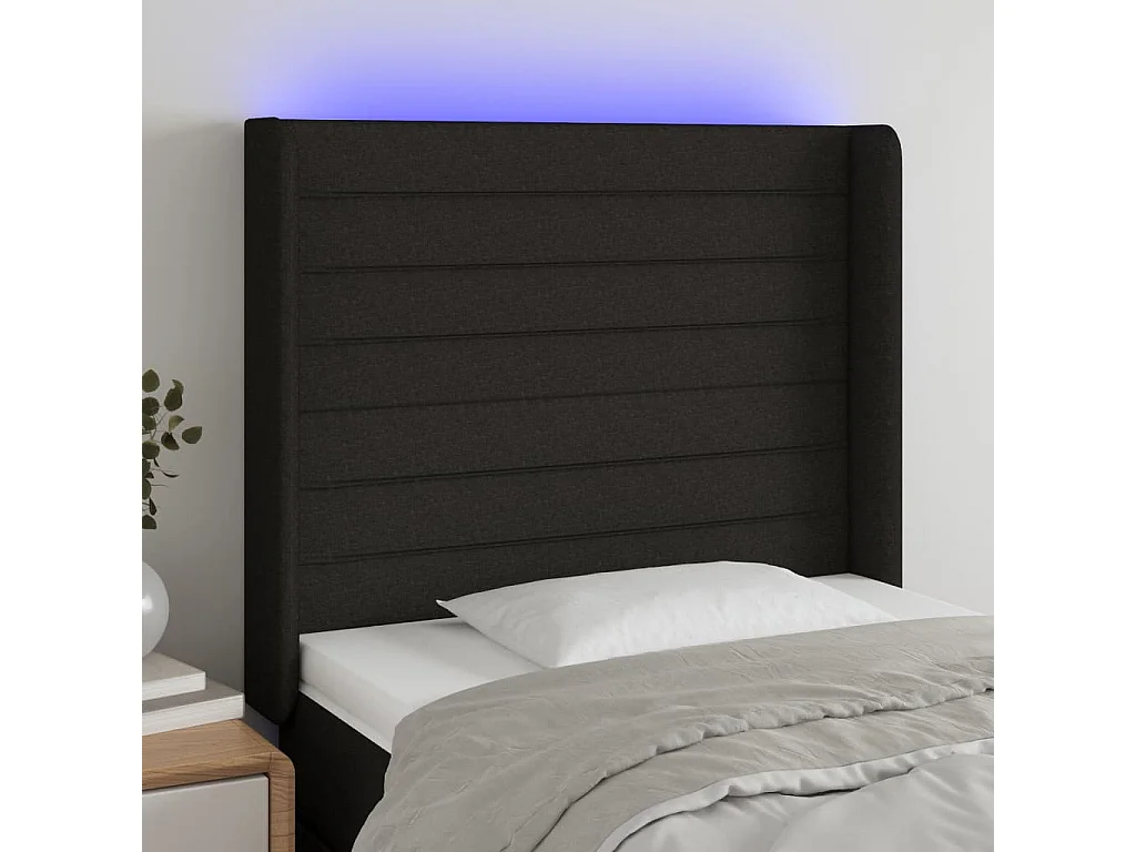 Hoofdbord | Hoofdeinde LED 103x16x118/128 cm stof zwart