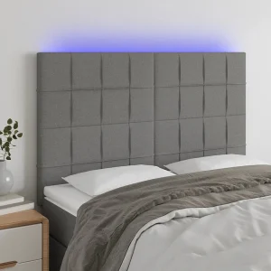 Hoofdbord | Hoofdeinde LED 144x5x118/128 cm stof donkergrijs Hoofdbord | Hoofdeinde LED 144x5x118/128 cm stof donkergrijs
