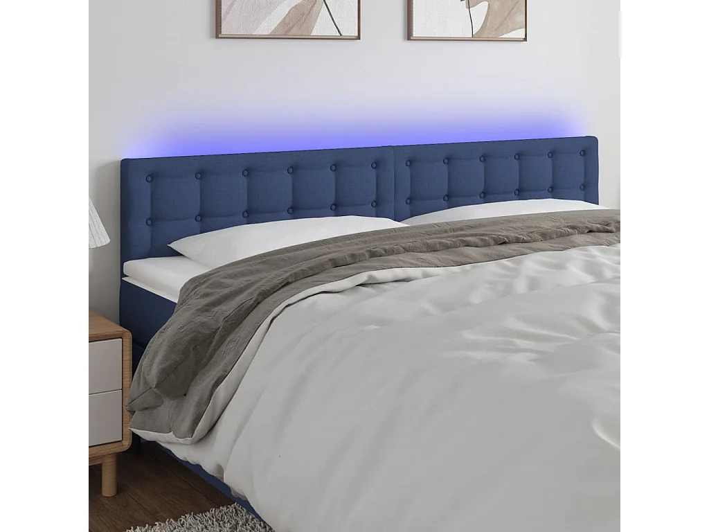 Hoofdbord | Hoofdeinde LED 180x5x78/88 cm stof blauw