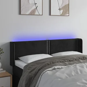 Hoofdbord | Hoofdeinde LED 147x16x78/88 cm fluweel zwart