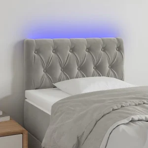 Hoofdbord | Hoofdeinde LED 80x7x78/88 cm fluweel lichtgrijs Hoofdbord | Hoofdeinde LED 80x7x78/88 cm fluweel lichtgrijs
