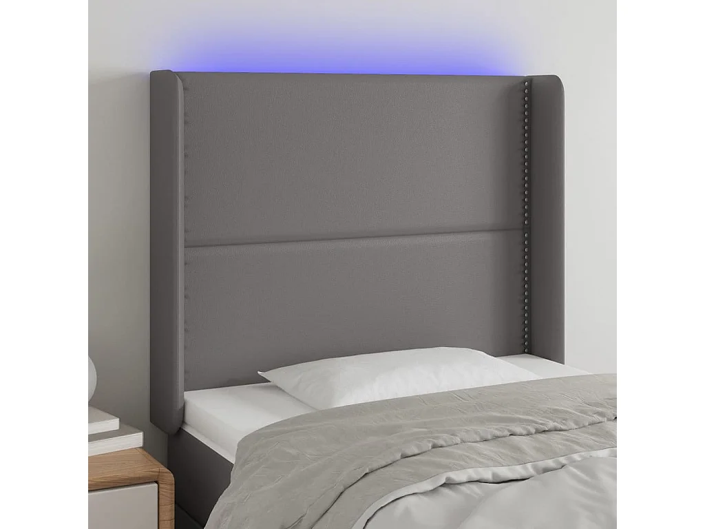 Hoofdbord | Hoofdeinde LED 103x16x118/128 cm kunstleer grijs